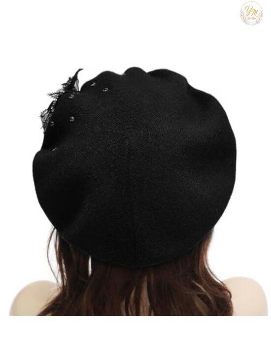 Reversible Viscose Fiber Polyester Nylon Beret Hat with Stretchy Knit -